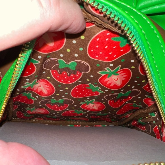 Loungefly Disney Minnie Mouse Scented Chocolate Dipped Strawberry Backpack - Picture 5 of 8